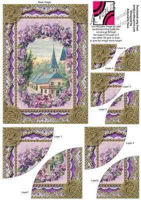 Lavender View Gold Lace 7x5inch Duo Corner Stack Card Front