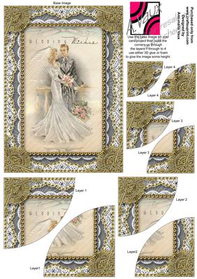 Weddings Wishes Gold Lace 7x5inch Duo Corner Stacker
