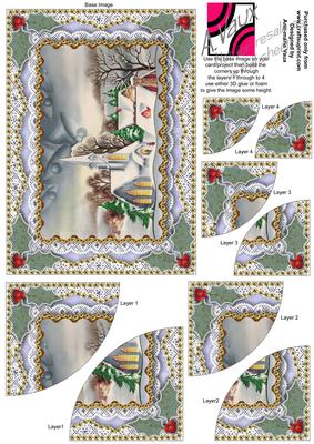 Christmas Church Gold Lace 7x5inch Duo Corner Stacker