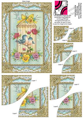 Lovebirds Gold Lace 7x5inch Duo Corner Stack Card Front