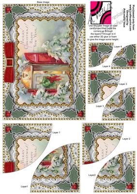 Christmas Welcome Door Gold Lace 7x5inch Duo Corner Stacker