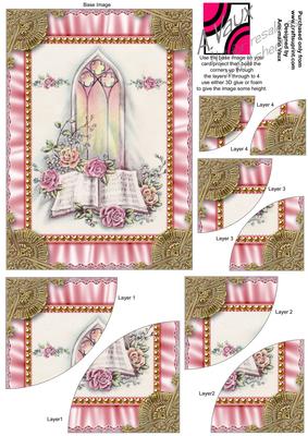 Church Window Gold Lace 7x5inch Duo Corner Stack Card Front