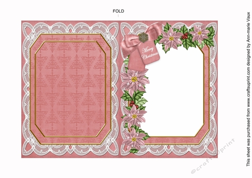 Snow Church Merry Christmas 7x5in Fancy Lace Foldable Insert