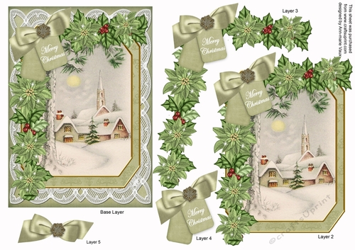 Winter Pub Merry Christmas 7x5in Fancy Lace Step by Step