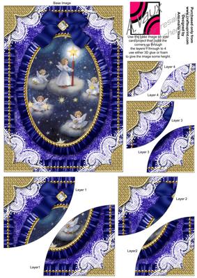 Angels Lit Sky Oval 7x5inch Duo Corner Stack Card Front