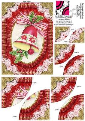 Christmas Bell Oval 7x5inch Duo Corner Stack Card Front