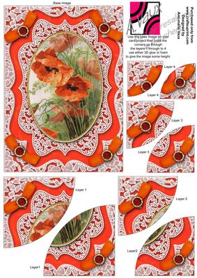Poppies Lace 7x5inch Duo Corner Stack Card Front