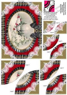 Christmas View 1 Oval 7x5inch Duo Corner Stack Card Front