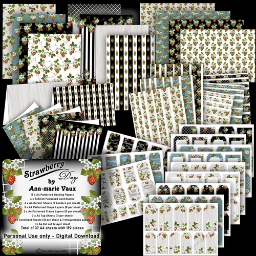 Strawberry Daze Bumper Tag, Card, Sentiment, Border & Label Collection