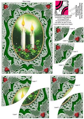 Christmas Candle Duo Lace 7x5inch Duo Corner Stacker