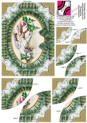 Christmas Landscape Ruffle 7x5inch Duo Corner Stacker