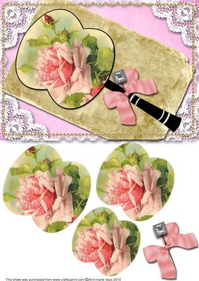 Oriental Fan Lace Roses Card Front