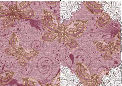Plum Vintage Butterfly Lace Card Blank