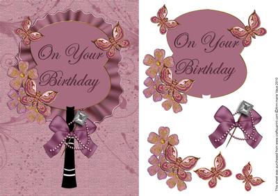 Plum Birthday Pretty Vintage Fan Decoupage Step by Step