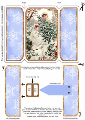 Christmas Snow Babies 2 Square Gatefold Buckle Card