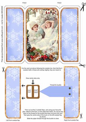 Christmas Snow Babies 3 Square Gatefold Buckle Card
