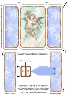 Christmas Snow Cherub Square Gatefold Buckle Card