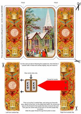 Ornate Christmas Church 1 Square Gatefold Buckle Card