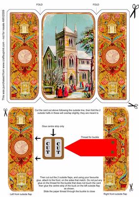 Ornate Christmas Church 2 Square Gatefold Buckle Card