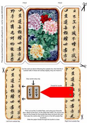 Oriental Giant Peonies Square Gatefold Buckle Card
