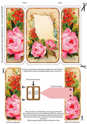 Roses Stationary or Thank You Note Square Gatefold Buckle Card