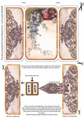 Ornate Ironwork Wedding Forget-me-nots Square Gatefold Buckle Card