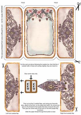 Ornate Ironwork Floral Notelet/thank You Square Gatefold Buckle Card