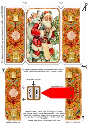 Christmas Ornate Santa Square Gatefold Buckle Card