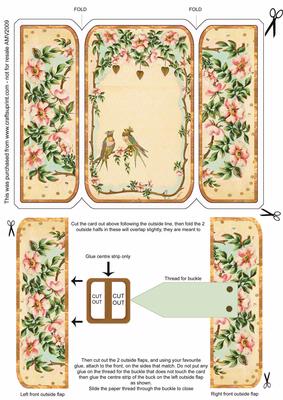 Very Pretty Vintage Wedding/thank You Birds Square Gatefold Buckle Card
