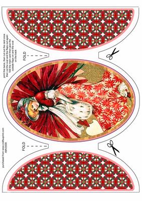 Giant Christmas Poinsettia Girl Round Gatefold Card