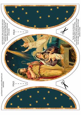 Giant Christmas Stable & Baby Scene Round Gatefold Card