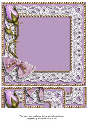 Lilac Single Rose Bud 8x8inch Square Card Front