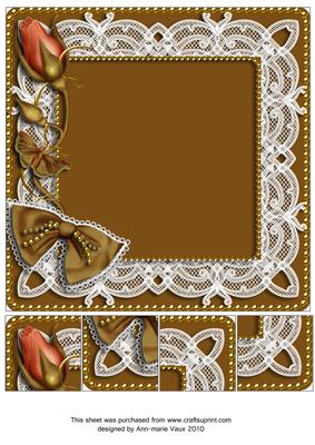 Vintage Single Rose Bud 8x8inch Square Card Front