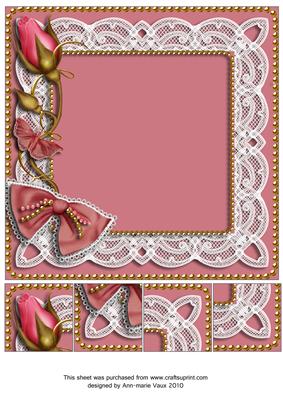 Pink Single Rose Bud 8x8inch Square Card Front