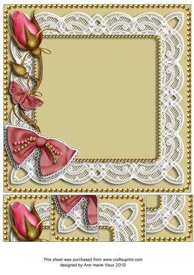 Biscuit Pink Single Rose Bud 8x8inch Square Card Front