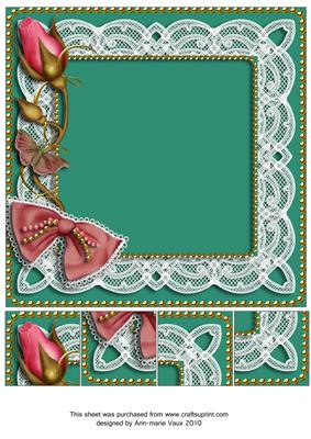 Teal Pink Single Rose Bud 8x8inch Square Card Front