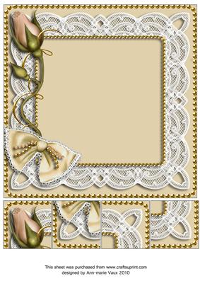 Cream Single Rose Bud 8x8inch Square Card Front