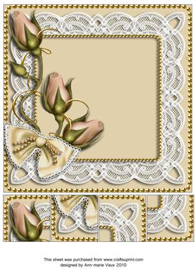 Cream Rose Bud Spray 8x8inch Square Card Front