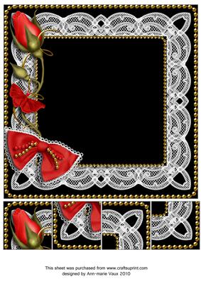 Black Red Single Rose Bud 8x8inch Square Card Front