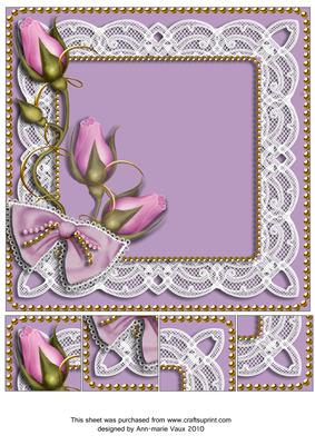 Lilac Rose Bud Spray 8x8inch Square Card Front