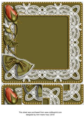 Tea Peach Single Rose Bud 8x8inch Square Card Front