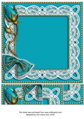 Blue Single Rose Bud 8x8inch Square Card Front