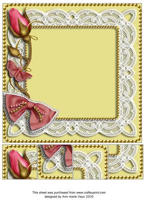 Lemon Pink Single Rose Bud 8x8inch Square Card Front