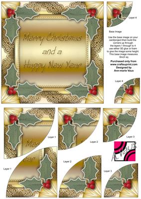 Gold Merry Christmas 6 Inch Duo Corner Stack Card Front