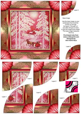 Red Metallic Sleighride 6 Inch Duo Corner Stack Card Front
