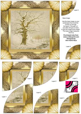 Gold Snow Walk 6 Inch Duo Corner Stack Card Front