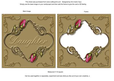 Vintage Tea Daughter Rose Fancies Sq Card Front and Frame