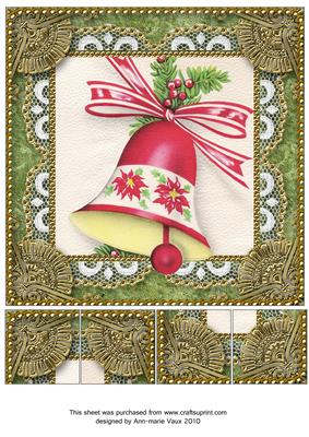 Christmas Bells 2 Vintage Lace 8inch Picture Sheet