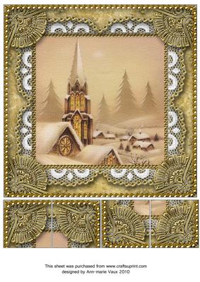 Christmas Steeple Vintage Lace 8inch Picture Sheet