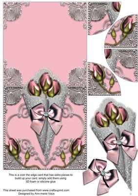 Metallic Pink Silver Rose Bouquet Over the Edge Card Stacker